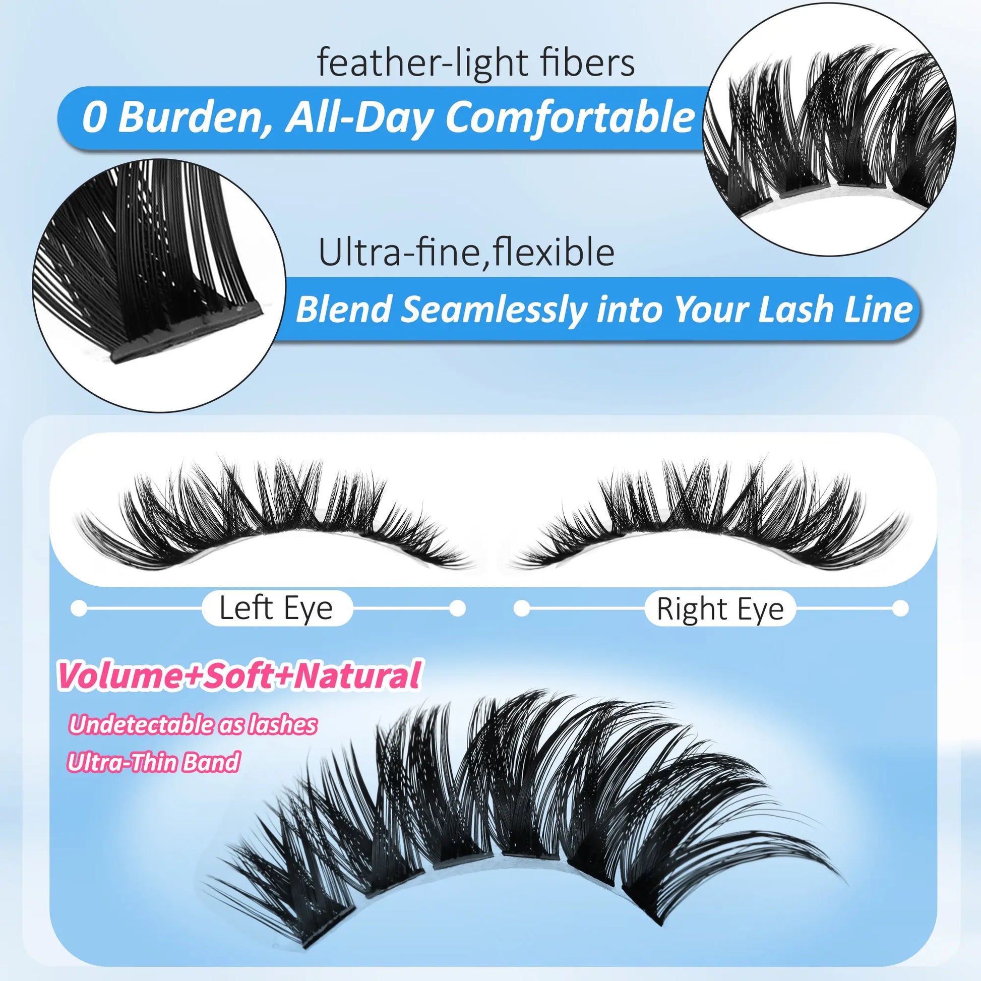 Lash Cluster Kit for DIY At-Home Eyelash Extensions, Complete Makeup Set with Bond, Seal, Remover, and Applicator, False Eyelashes for Adults, Cosmetic, All, Eye Makeup Tool, Clusters Lashes, Enhanced Lashes